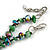 Dark Green Glass/Shell Necklace/ Flex Bracelet (Size M) / Drop Earrings Set - 40cm L/5cm Ext - view 8