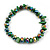 Dark Green Glass/Shell Necklace/ Flex Bracelet (Size M) / Drop Earrings Set - 40cm L/5cm Ext - view 6