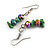 Dark Green Glass/Shell Necklace/ Flex Bracelet (Size M) / Drop Earrings Set - 40cm L/5cm Ext - view 4