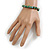 Dark Green Glass/Shell Necklace/ Flex Bracelet (Size M) / Drop Earrings Set - 40cm L/5cm Ext - view 5