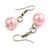 Pastel Pink Faux Pearl Bead Necklace/ Stretch Bracelet/Drop Earrings Set - 44cm L/ 4cm Ext - view 5