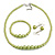 Canary Green Faux Pearl Bead Necklace/ Stretch Bracelet/Drop Earrings Set - 44cm L/ 4cm Ext