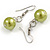 Canary Green Faux Pearl Bead Necklace/ Stretch Bracelet/Drop Earrings Set - 44cm L/ 4cm Ext - view 6