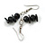 Black Glass/Dark Grey Shell Necklace/ Flex Bracelet (Size M) / Drop Earrings Set - 40cm L/5cm Ext - view 4