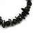 Black Glass/Dark Grey Shell Necklace/ Flex Bracelet (Size M) / Drop Earrings Set - 40cm L/5cm Ext - view 7