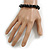 Black Glass/Dark Grey Shell Necklace/ Flex Bracelet (Size M) / Drop Earrings Set - 40cm L/5cm Ext - view 5