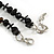 Black Glass/Dark Grey Shell Necklace/ Flex Bracelet (Size M) / Drop Earrings Set - 40cm L/5cm Ext - view 8