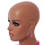 Fuchsia Glass/ Deep Pink Shell Necklace/ Flex Bracelet (Size M) / Drop Earrings Set - 40cm L/5cm Ext - view 4