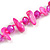 Fuchsia Glass/ Deep Pink Shell Necklace/ Flex Bracelet (Size M) / Drop Earrings Set - 40cm L/5cm Ext - view 9