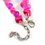 Fuchsia Glass/ Deep Pink Shell Necklace/ Flex Bracelet (Size M) / Drop Earrings Set - 40cm L/5cm Ext - view 8