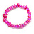 Fuchsia Glass/ Deep Pink Shell Necklace/ Flex Bracelet (Size M) / Drop Earrings Set - 40cm L/5cm Ext - view 7