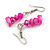 Fuchsia Glass/ Deep Pink Shell Necklace/ Flex Bracelet (Size M) / Drop Earrings Set - 40cm L/5cm Ext - view 6