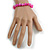 Fuchsia Glass/ Deep Pink Shell Necklace/ Flex Bracelet (Size M) / Drop Earrings Set - 40cm L/5cm Ext - view 5