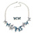 Blue/Grey Enamel Butterfly Necklace and Stud Earrings Set in Silver Tone - 44cm L/6cm Ext - view 10