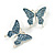 Blue/Grey Enamel Butterfly Necklace and Stud Earrings Set in Silver Tone - 44cm L/6cm Ext - view 6
