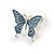 Blue/Grey Enamel Butterfly Necklace and Stud Earrings Set in Silver Tone - 44cm L/6cm Ext - view 11