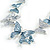 Blue/Grey Enamel Butterfly Necklace and Stud Earrings Set in Silver Tone - 44cm L/6cm Ext - view 7
