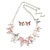 Pastel Pink/White/Grey Enamel Butterfly Necklace and Stud Earrings Set in Silver Tone - 44cm L/6cm Ext - view 2
