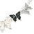 Black/White/Grey Enamel Butterfly Necklace and Stud Earrings Set in Silver Tone - 44cm L/6cm Ext - view 12