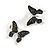 Black/White/Grey Enamel Butterfly Necklace and Stud Earrings Set in Silver Tone - 44cm L/6cm Ext - view 7