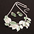 Pastel Mint Green Enamel Leafy Necklace and Stud Earrings Set in Silver Tone - 42cm L/6cm Ext - view 5