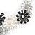 Black/Grey/White Enamel Daisy Floral Necklace and Stud Earrings Set in Silver Tone - 44cm L/6cm Ext - view 8