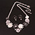 Black/Grey/White Enamel Daisy Floral Necklace and Stud Earrings Set in Silver Tone - 44cm L/6cm Ext - view 5