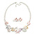 Pastel Multi Enamel Leafy Floral Necklace And Stud Earring Set in Silver Tone - 42cm L/ 6cm Ext - view 9