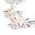 Pastel Multi Enamel Leafy Floral Necklace And Stud Earring Set in Silver Tone - 42cm L/ 6cm Ext - view 8