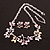 Pastel Multi Enamel Leafy Floral Necklace And Stud Earring Set in Silver Tone - 42cm L/ 6cm Ext - view 5