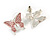 Pastel Multi Enamel Butterfly Necklace and Stud Earrings Set in Silver Tone - 44cm L/6cm Ext - view 11