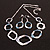 Metallic Blue/Grey Enamel Graduated Link Necklace And Stud Earring Set in Silver Tone - 42cm L/ 6cm Ext - view 5