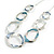 Metallic Blue/Grey Enamel Graduated Link Necklace And Stud Earring Set in Silver Tone - 42cm L/ 6cm Ext - view 8