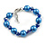 Simulated Pearl and Glass Bead Short Necklace & Bracelet Set in Blue/ 38cm L/ 5cm Ext (Natural Irregularities) - view 6