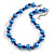 Simulated Pearl and Glass Bead Short Necklace & Bracelet Set in Blue/ 38cm L/ 5cm Ext (Natural Irregularities) - view 7