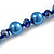 Simulated Pearl and Glass Bead Short Necklace & Bracelet Set in Blue/ 38cm L/ 5cm Ext (Natural Irregularities) - view 8