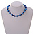 Simulated Pearl and Glass Bead Short Necklace & Bracelet Set in Blue/ 38cm L/ 5cm Ext (Natural Irregularities) - view 4