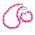 Simulated Pearl and Glass Bead Short Necklace & Bracelet Set in Pink/ 38cm L/ 5cm Ext (Natural Irregularities) - view 2