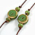 Dusty Green Ceramic Coin/ Round Bead Brown Cord Necklace and Drop Earrings Set/48cm L/Slight Variation In Colour/Natural Irregularities - view 5