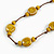Dusty Yellow Ceramic Coin/ Round Bead Brown Cord Necklace and Drop Earrings Set/48cm L/Slight Variation In Colour/Natural Irregularities - view 6