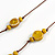Dusty Yellow Ceramic Coin/ Round Bead Brown Cord Necklace and Drop Earrings Set/48cm L/Slight Variation In Colour/Natural Irregularities - view 8