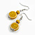 Dusty Yellow Ceramic Coin/ Round Bead Brown Cord Necklace and Drop Earrings Set/48cm L/Slight Variation In Colour/Natural Irregularities - view 7