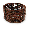 Brown Glass Bead Flex Cuff Bracelet - Medium