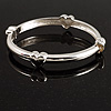 Rhodium Plated Hinged Heart Bangle Bracelet