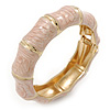 Dusty Pink Enamel Segmental Hinged Bangle Bracelet In Gold Plating - 19cm L