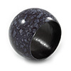 Chunky Black/ Grey Marbled Effect Wood Bangle Bracelet - Medium - up to 19cm L