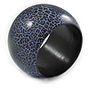 Wide Chunky Cracked Effect Wood Bracelet Bangle (Purple/ Black) - Medium - 19cm L