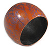 Oversized Chunky Wide Wood Bangle in Purple/ Orange
