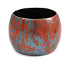 Oversized Chunky Wide Wood Bangle (Orange & Metallic Silver) - Medium Size