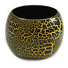 Wide Chunky Cracked Effect Wood Bracelet Bangle (Yellow/ Black) - Medium Size